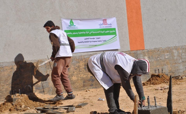 مؤسسة التعاون ومجموعة غزة تبدأ بإنشاء معرشات في مدارس غزة
